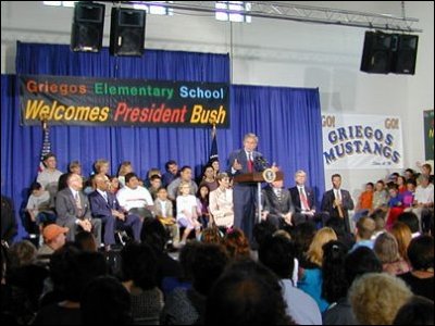 President Bush speaks to students at Griegos Elementary School, Albuquerque, N.M.