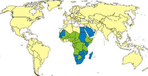 RVF world distribution map