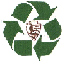 recycling logo with NPS arrowhead in center