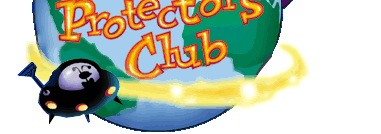 Starrship moving around with blinking lights and title Planet Protectors Club