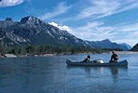 Scenic shot of boaters enjoying a river trip