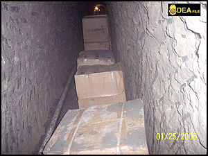 Boxes of marijuana seized in the tunnel.