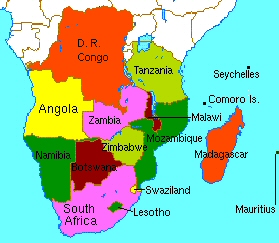 Map of Southern African Development Community (SADC)