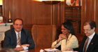 Secretary Rice met with Greek Prime Minister Costas Karamanlis today at Maximos Palace in Athens. State Department photo by Joellen Duckett.