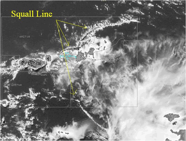 Wind Gust 30 to 40 Knots on satellite