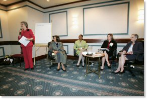 From left: Mary Murphree, Moderator Jackie Cooke, and panelists Dr. Esther Pearson, Michelle Chambers, and Dr. Lois Zachary.
