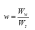 Equation 13.  Equation. w equals the product of W sub w divided by W sub s.