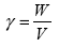 Equation 14.  Equation. gamma equals the product of W divided by V.