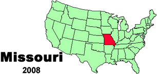 United States map showing the location of Missouri
