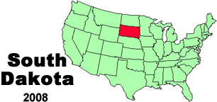United States map showing the location of South Dakota
