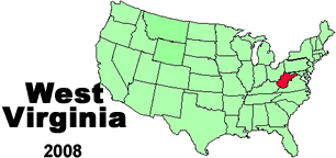United States showing the state of West Virginia
