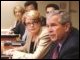 President Bush and Secretary Spellings meet with senior officials of the U.S. Department of Education during a briefing on the implementation of the No Child Left Behind Act.  White House Photo by Paul Morse