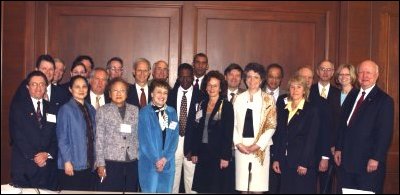 U.S. Secretary of Energy Samuel Bodman with members of the National Mathematics Advisory Panel after their swearing-in at the National Academy of Sciences building in Washington, D.C.