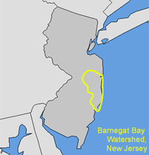 A location map of the Barnegat Bay Watershed Area in New Jersey