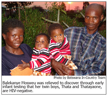Balekanye Mosweu was relieved to discover through early infant testing that her twin boys, Thata and Thatayaone, are HIV-negative. Photo by Botswana In-Country Team