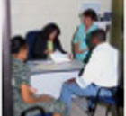 New patients register for HIV/AIDS Services at the Fundacion 20-30 Outpatient Center.