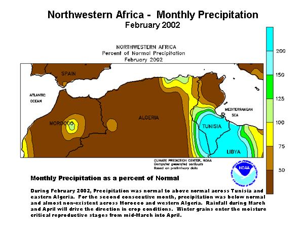 Northwestern Africa - Precipitation Map - Percent of Normal