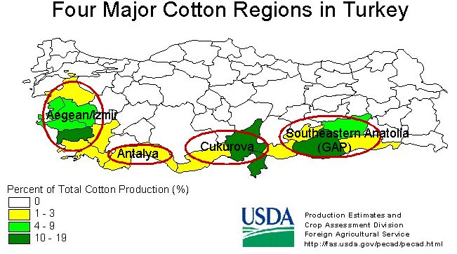 Image showing main cotton production regions in Turkey