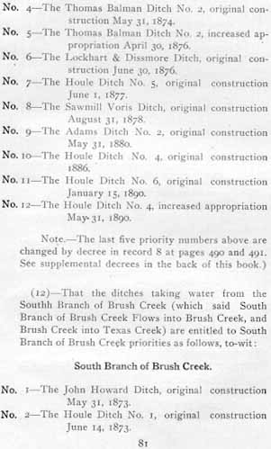 Arkansas River Water Diversion Decrees - South Brush Creek Priorities - Page 81