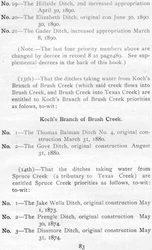 Arkansas River Water Diversion Decrees - South Brush Creek Priorities - Page 83