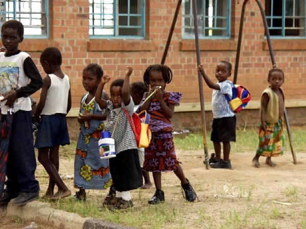 Children in the schoolyard.