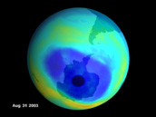 Anarctic Ozone Hole, August 31, 2003