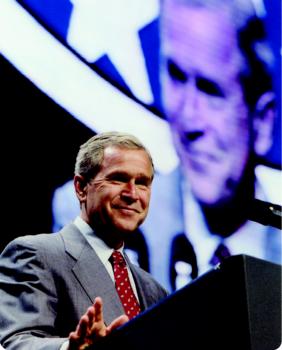 Photo of President Bush.  Source White House photo by Eric Draper.