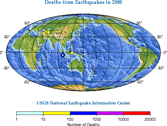 Deaths from Earthquakes in 2000