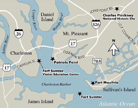 Map of the Charleston area