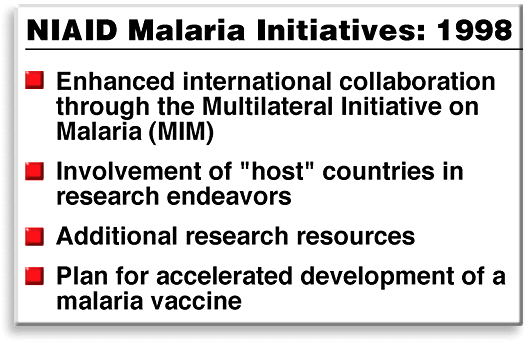 NIAID Malaria Initiatives: 1998