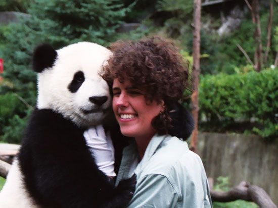 Woman and panda