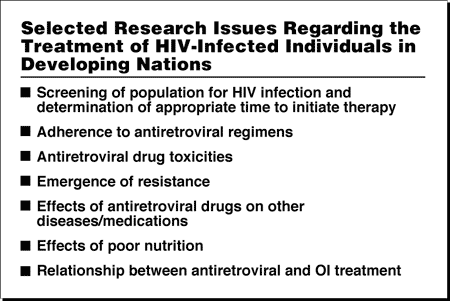 Selected Research Issues Regarding the Treatment of HIV-Infected Individuals in Developing Nations