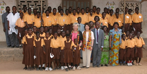 Secretary Elaine L. Chao and U.S. Ambassador Mary Carlin Yates met with children who have been the victims of child trafficking at the Kokrobite primary school outside Accra, Ghana. 