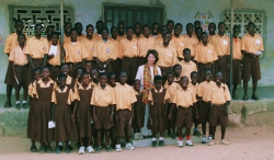 U.S. Secretary of Labor Elaine L. Chao with trafficked children in the Kokrobite School outside Accra, Ghana, to launch Department of Labor initiative to combat child labor. (DOL Photo) 