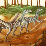 artist rendition of Coelophysis, an early dinosaur