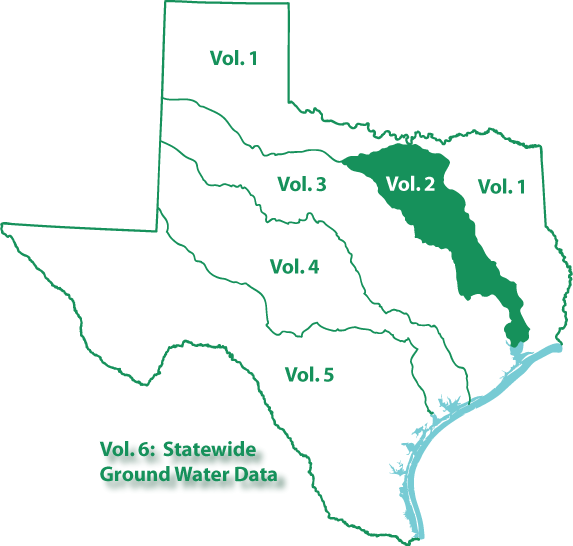 Map of Texas basins with stations included in this volume.