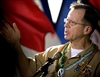 Adm. Mike Mullen, chairman of the Joint Chiefs of Staff, speaks to the media at Hickam Air Force Base, Hawaii,  Feb. 20, 2008. 