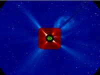 LASCO view of coronal mass ejection blasting into space