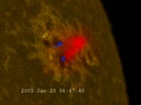 RHESSI data overlaid on TRACE solar image