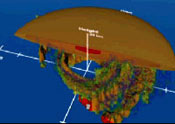 Image from animation of Isabel being tracked