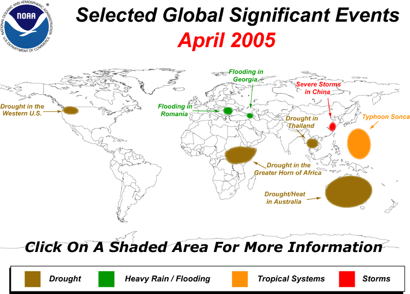 Map of Selected Global Significant Events during April 2005 