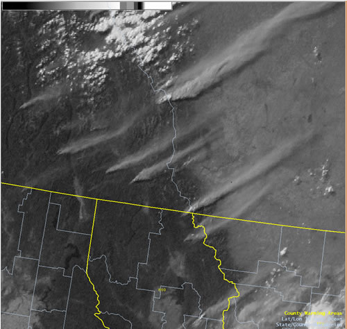 Satellite image of wildfires