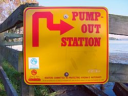 Pump-out station sign at a marina