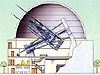 A cut-away view of a domed observatory