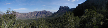 The Chisos Basin and Casa Grande Peak as seen from Laguna Pass