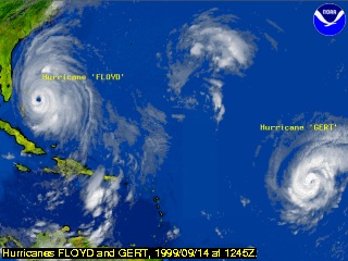 Hurricanes FLOYD and GERT, 1999/09/14 at 1245Z.

