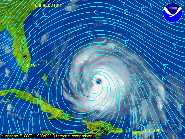 Hurricane FLOYD, 1999/09/13 forecast comparison.
