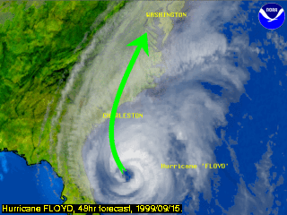 Hurricane FLOYD, 48hr forecast, 1999/09/15.
