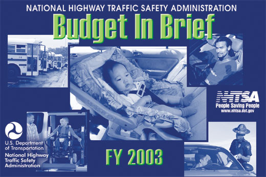 Graphic of Cover - NHTSA FY 2003 Budget in Brief