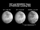 Hubble and Mars Global Surveyor Views of Dust Storm on Mars